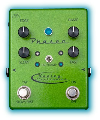 The Keeley Electronics Phaser provides tap tempo phase shift times as well as a unique ramp up/ramp down function